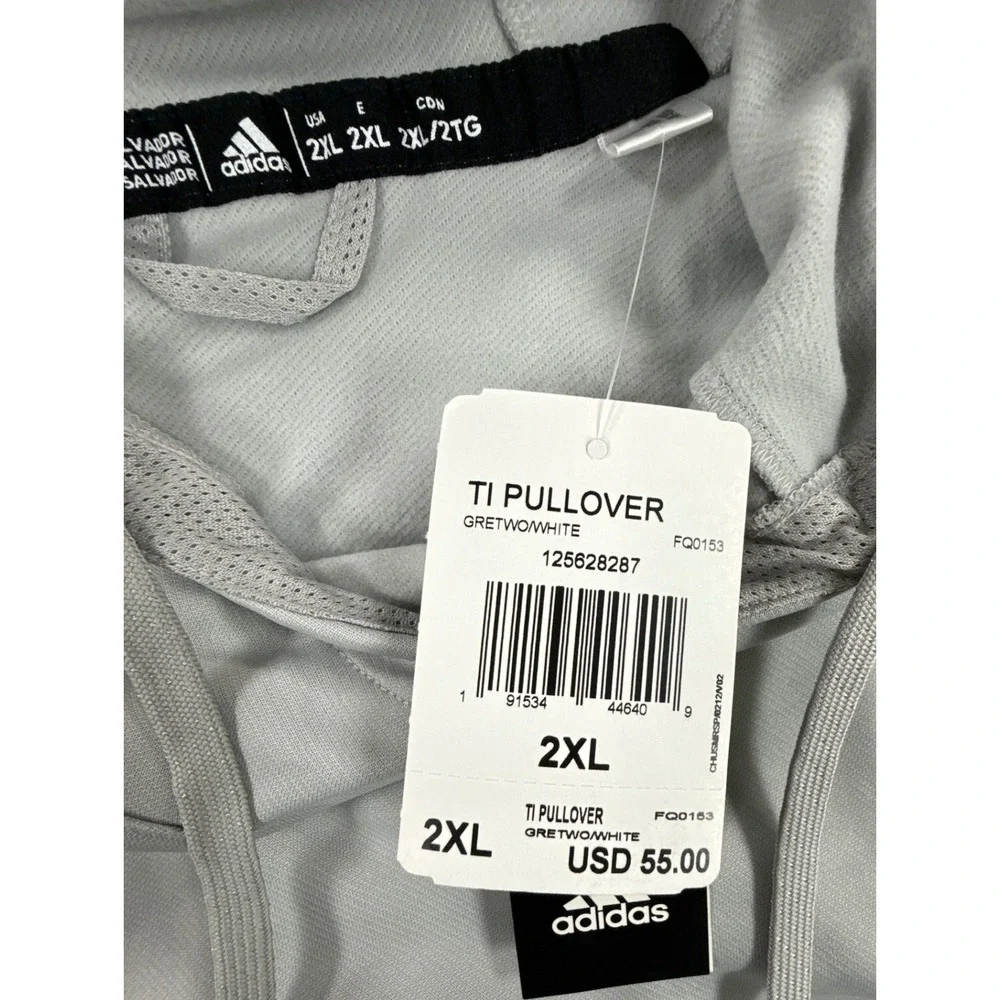 Adidas Team Issue Pullover Hoodie Mens 2XL Gray AEROREADY FQ0153 NWT